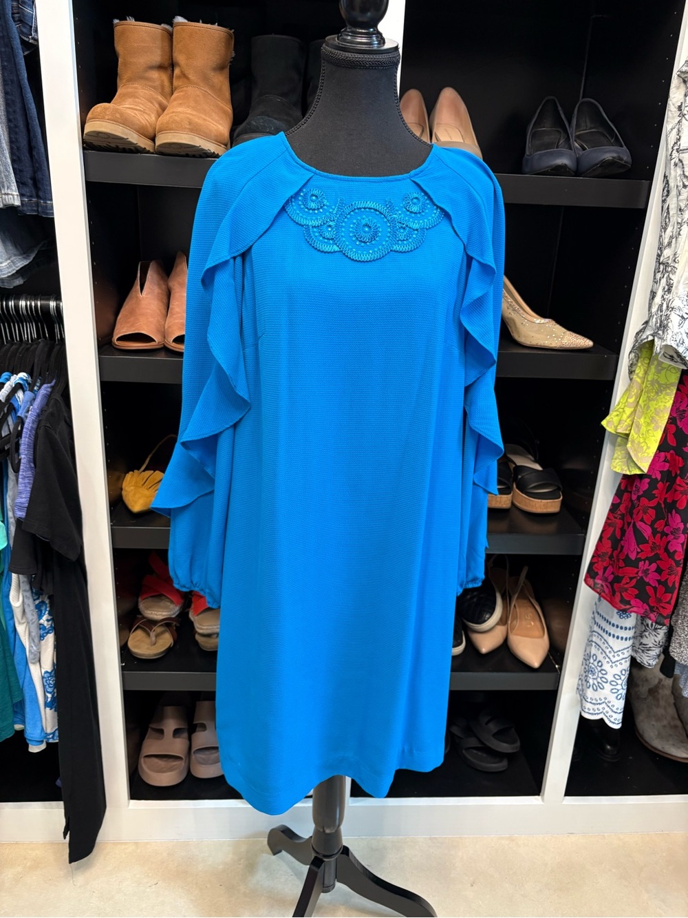 Lilly Pulitzer Royal Blue Ruffle-Sleeve Mini Dress